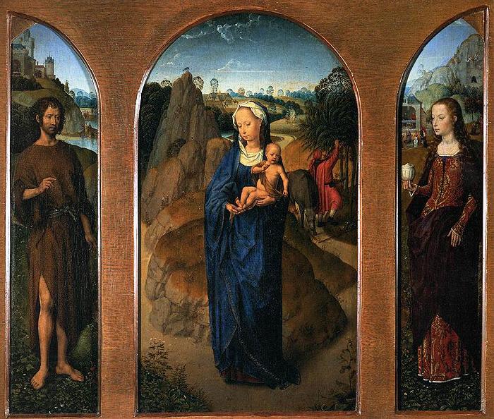 Hans Memling Triptych of the Rest on the Flight into Egypt.